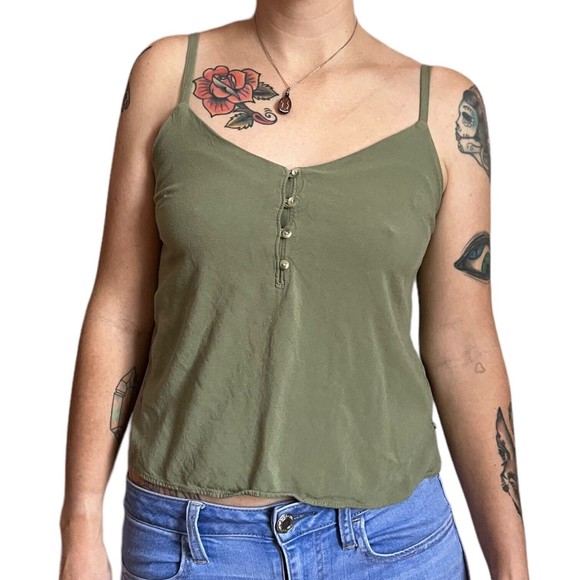 Old Navy Cami Rayon Button Top XS Sage Green Tank Women’s Blouse Extra Small - Picture 3 of 10
